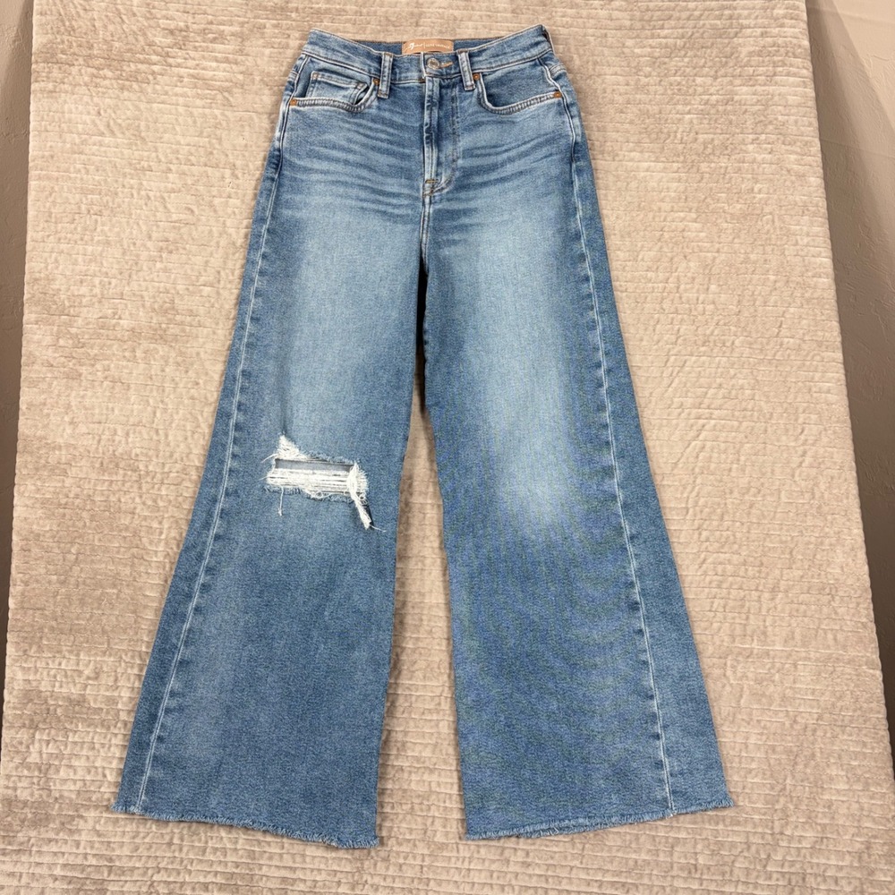 7 For All Mankind Luxe Vintage Ultra High Rise Cropped Jo Wide Leg Jeans 25